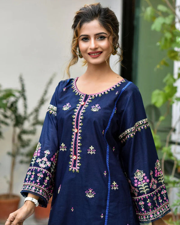 MIDNIGHT BLUE - 2PC BEST SELLING - EMBROIDERED